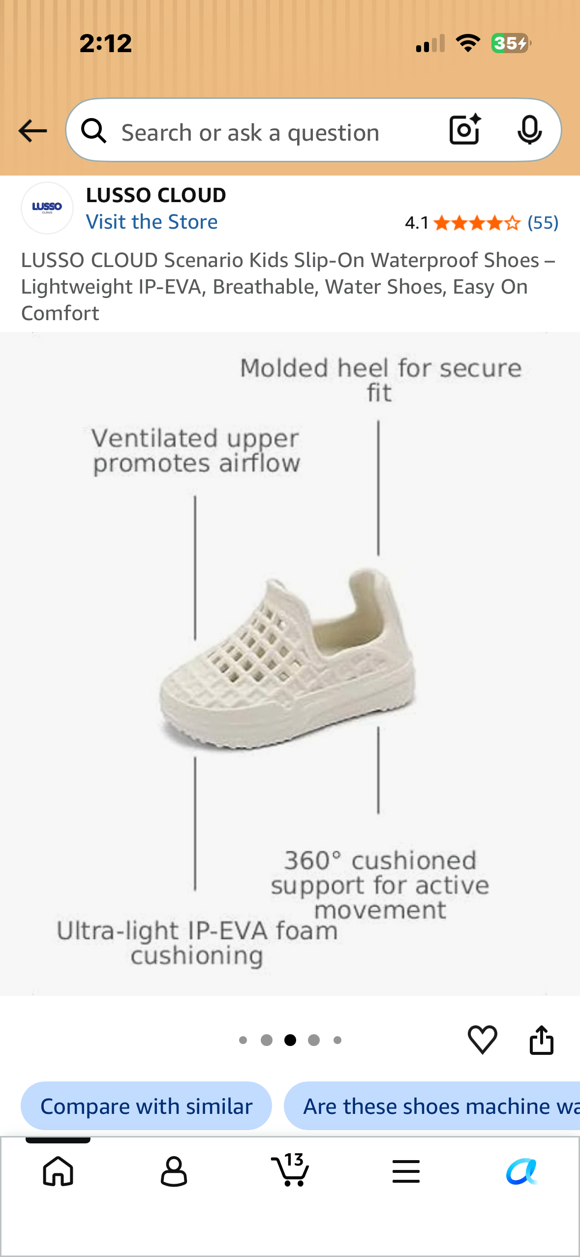 LUSSO CLOUD Scenario Kids Slip-On Waterproof Shoes - Lightweight IP-EVA, Breathable, Water Shoes, Easy On Comfort, Bone White (Kids Size 10)