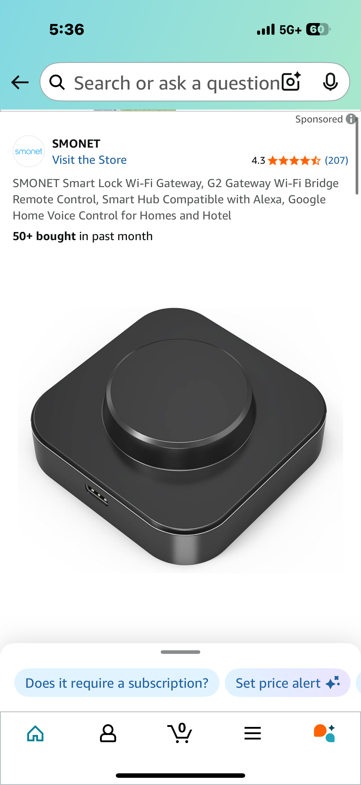 SMONET Smart Lock Wi-Fi Gateway, G2 Gateway Wi-Fi Bridge Remote Control, Smart Hub Compatible with Alexa, Google Home Voice Control for Homes and Hotel