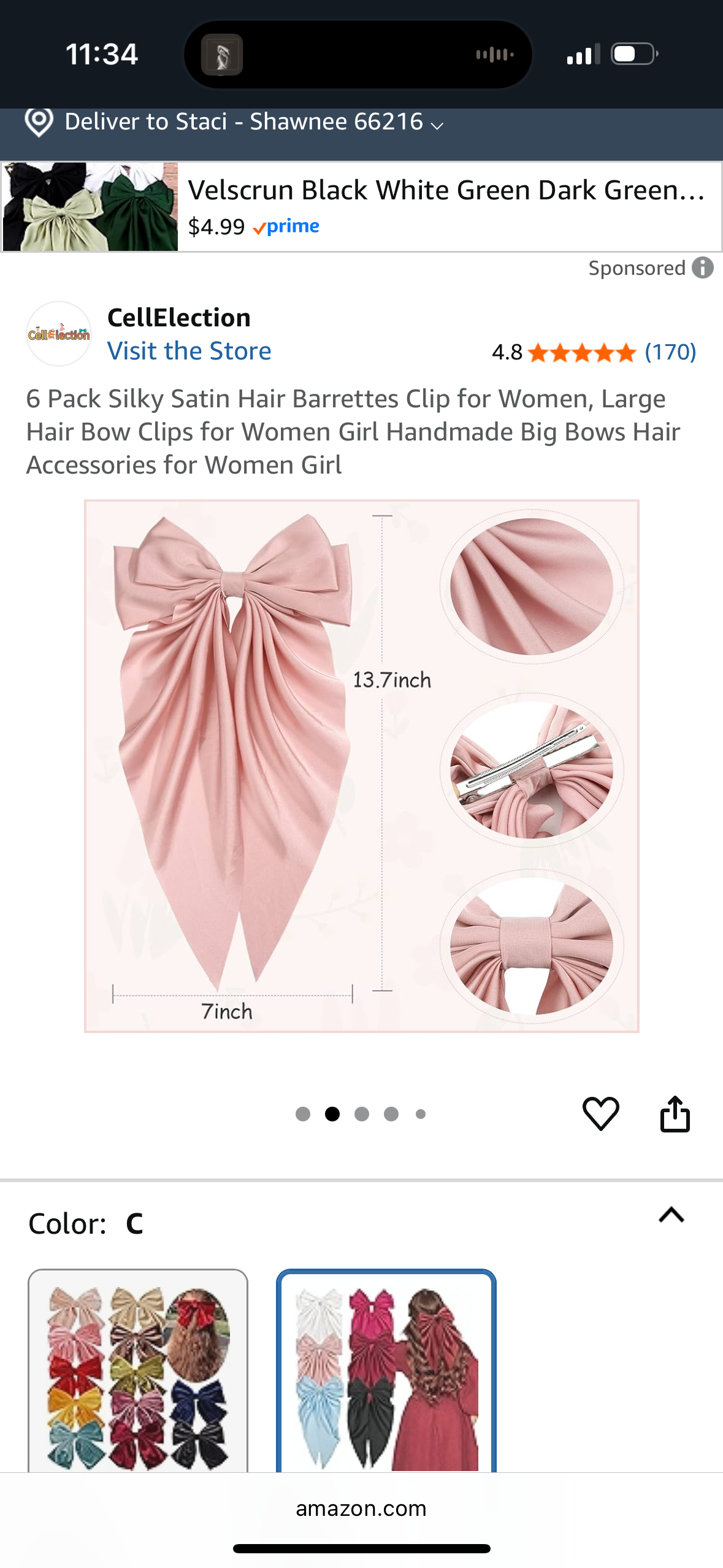 6 Pack Silky Satin Hair Barrettes Clip for Women, Large Hair Bow Clips for Women Girl Handmade Big Bows Hair Accessories for Women Girl