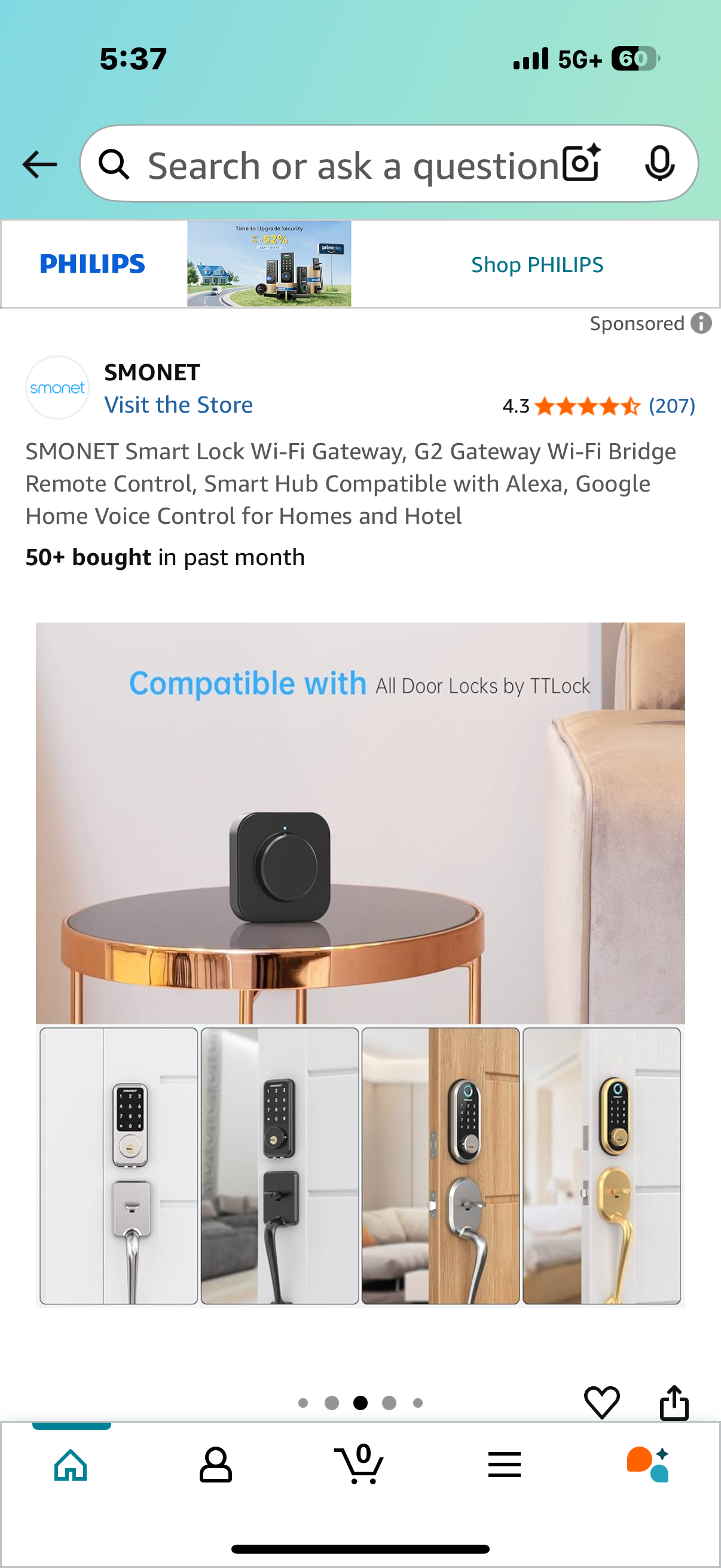 SMONET Smart Lock Wi-Fi Gateway, G2 Gateway Wi-Fi Bridge Remote Control, Smart Hub Compatible with Alexa, Google Home Voice Control for Homes and Hotel