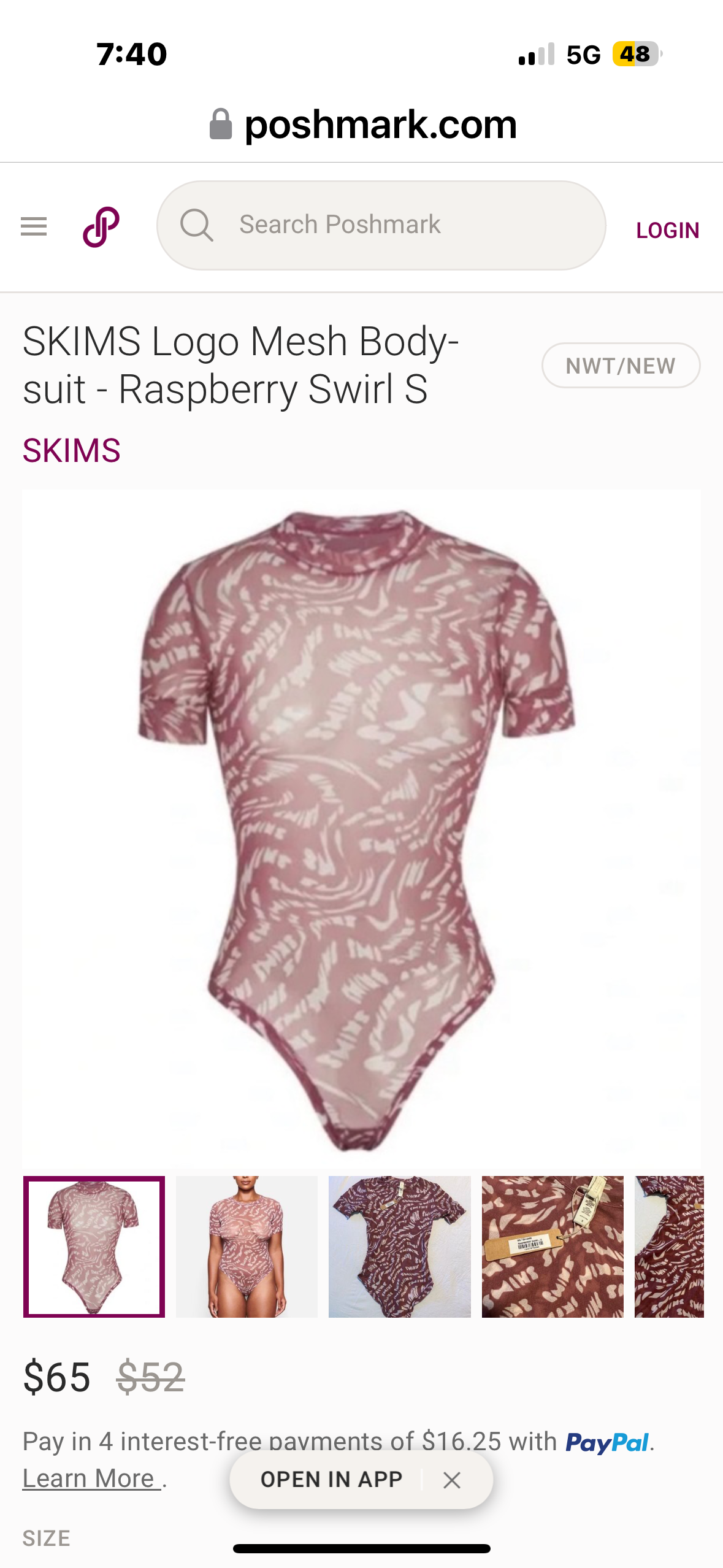 SKIMS Logo Mesh Bodysuit - Raspberry Swirl S
