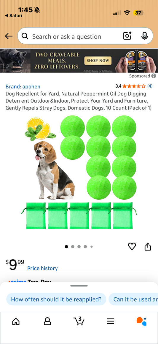 Dog Repellent for Yard, Natural Peppermint Oil Dog Digging Deterrent Outdoor&Indoor, Protect Your Yard and Furniture, Gently Repels Stray Dogs, Domestic Dogs, 10 Count
