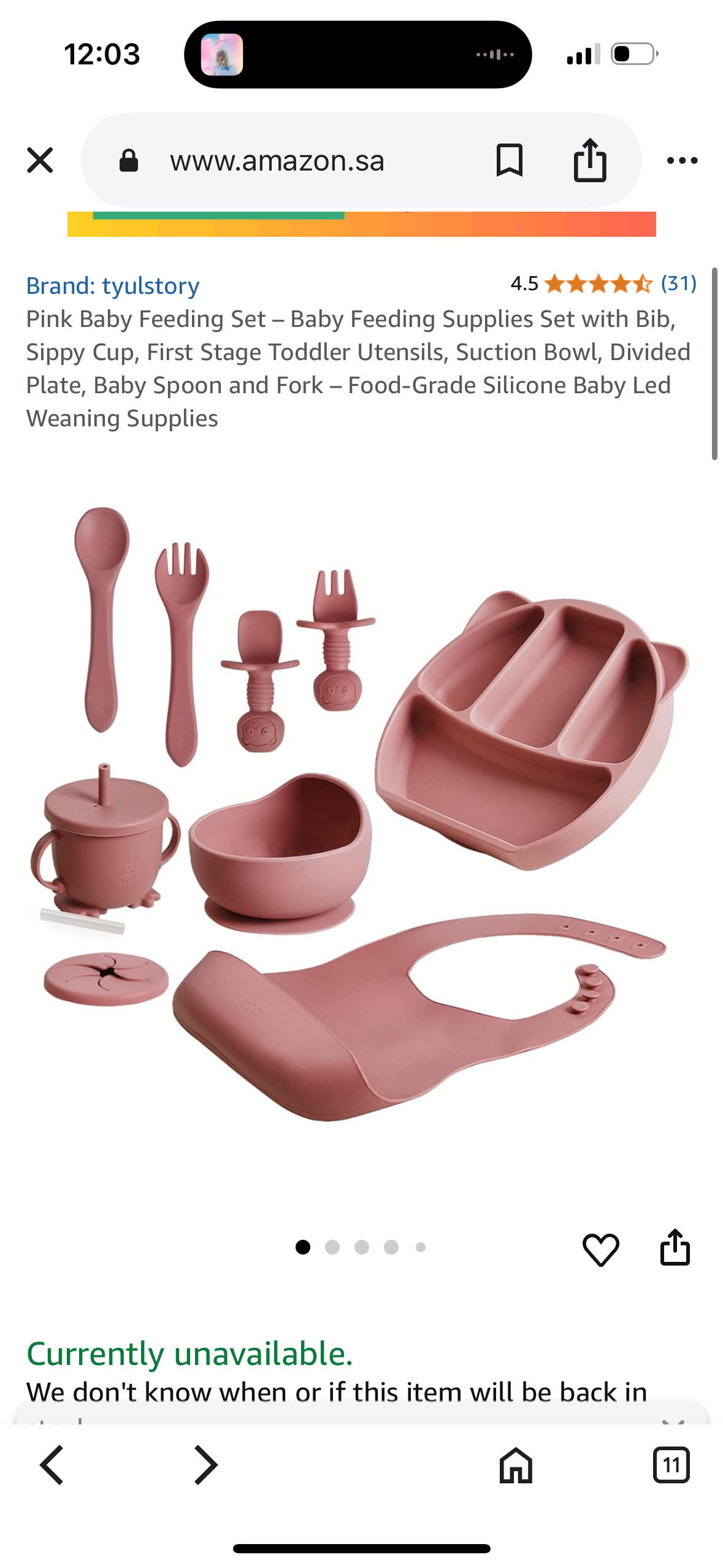 Pink Baby Feeding Set – Baby Feeding Supplies Set with Bib, Sippy Cup, First Stage Toddler Utensils, Suction Bowl, Divided Plate, Baby Spoon and Fork – Food-Grade Silicone Baby Led Weaning Supplies