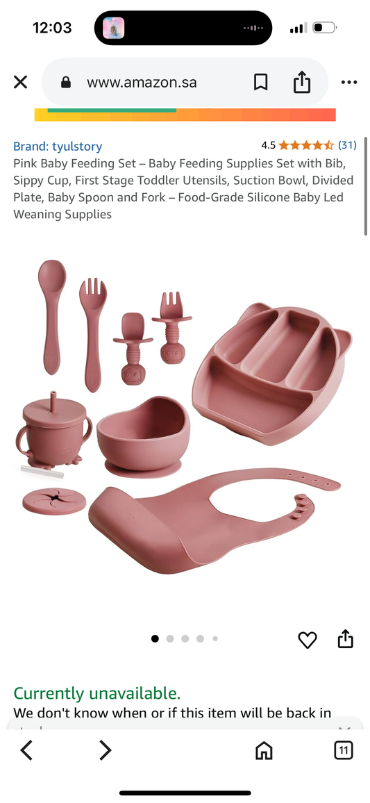 Pink Baby Feeding Set – Baby Feeding Supplies Set with Bib, Sippy Cup, First Stage Toddler Utensils, Suction Bowl, Divided Plate, Baby Spoon and Fork – Food-Grade Silicone Baby Led Weaning Supplies