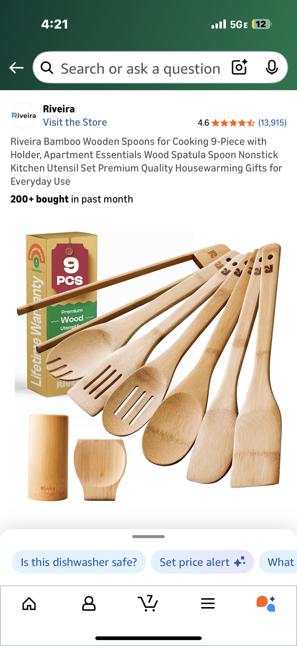 9-Piece with Holder, Apartment Essentials Wood Spatula Spoon Nonstick Kitchen Utensil Set Premium Quality Housewarming Gifts for Everyday Use look