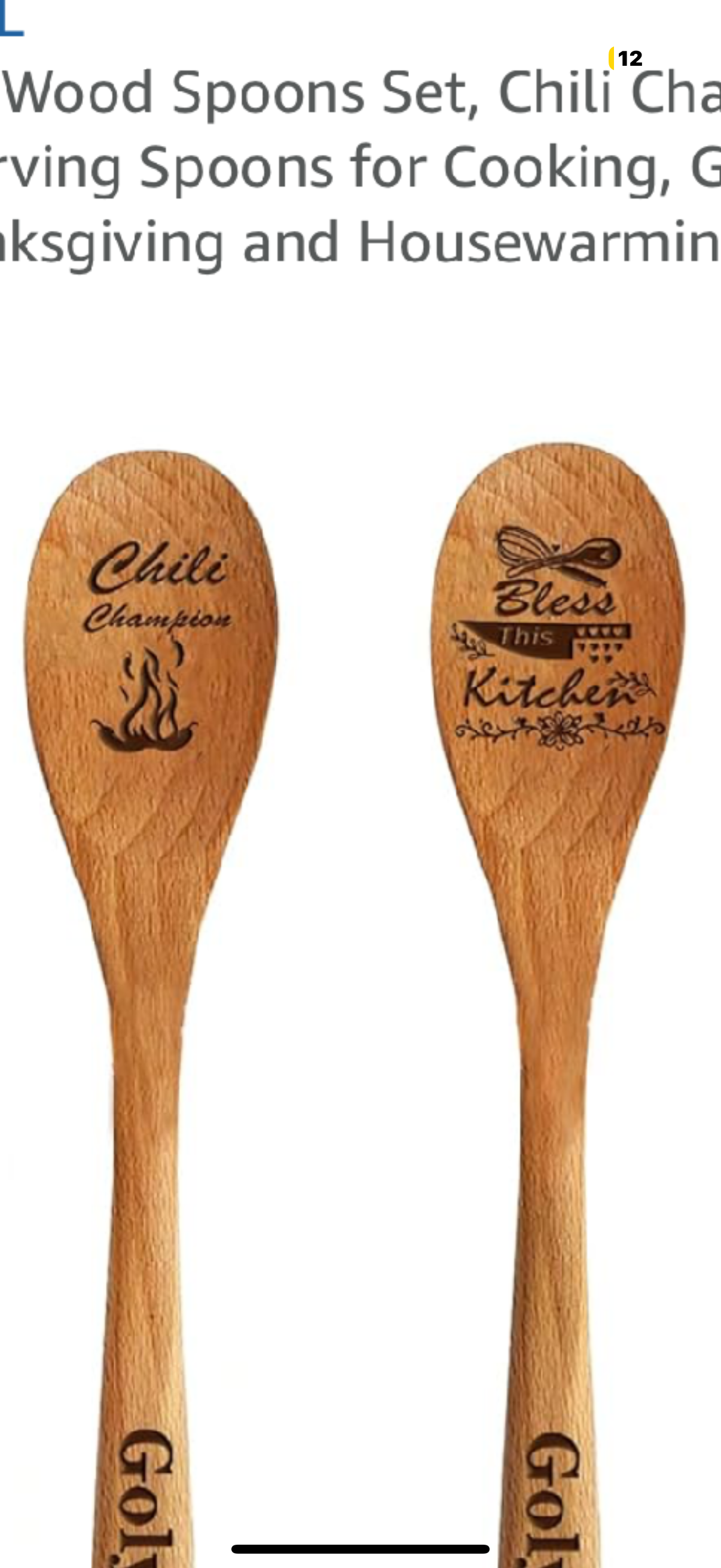 Set of 2 Engraved Wooden Spoons - Bless This Kitchen and Chili Champion