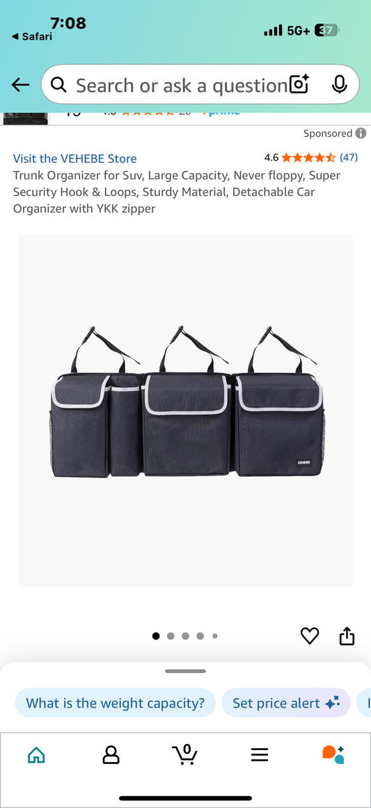 VEHEBE Trunk Organizer for Car, Large Capacity, Never Floppy, Sturdy Material, Detachable Car Organizer with Durable YKK Zipper, Extra Large Size for Large SUVS, Minivans