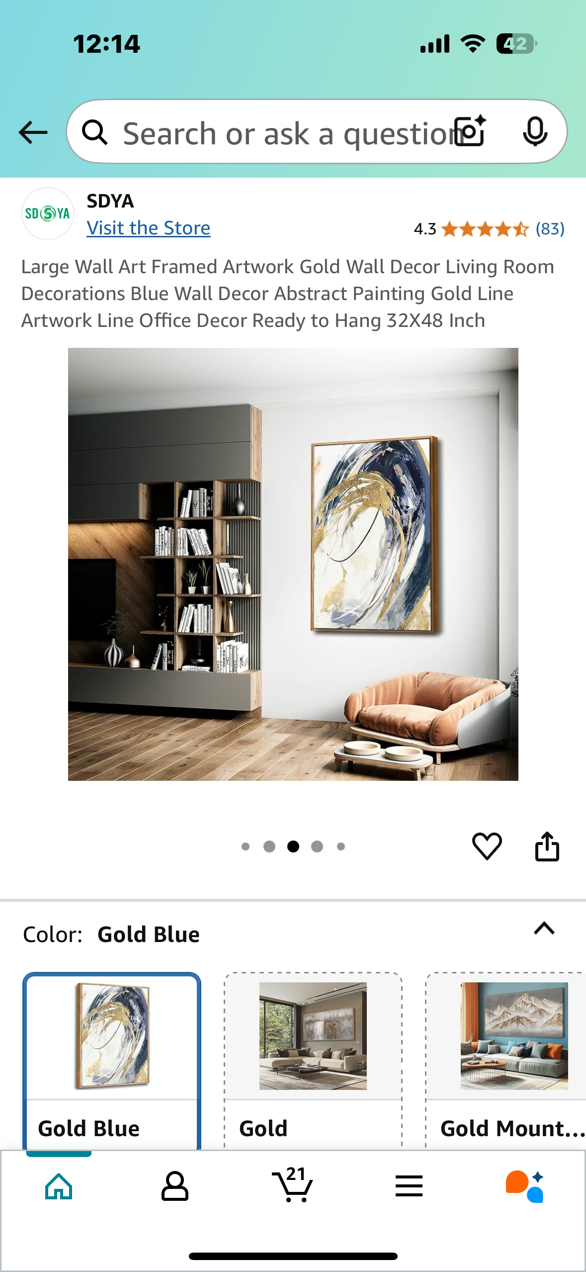 New - Framed Canvas Abstract Artwork 32”x 48” (L873)