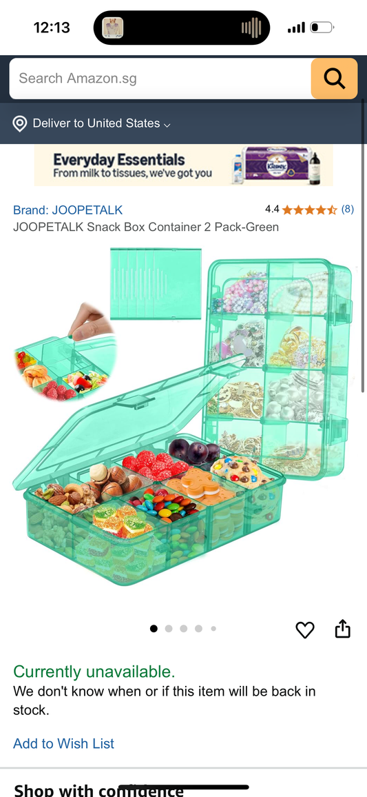 JOOPETALK Snack Box Container 2 Pack-Green