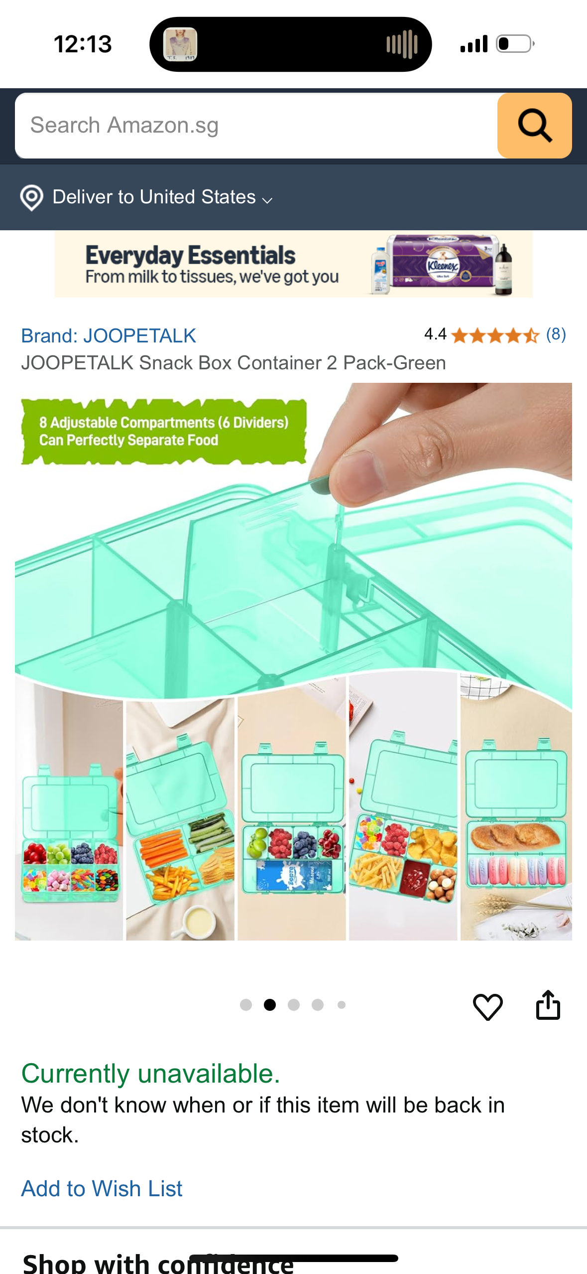 JOOPETALK Snack Box Container 2 Pack-Green