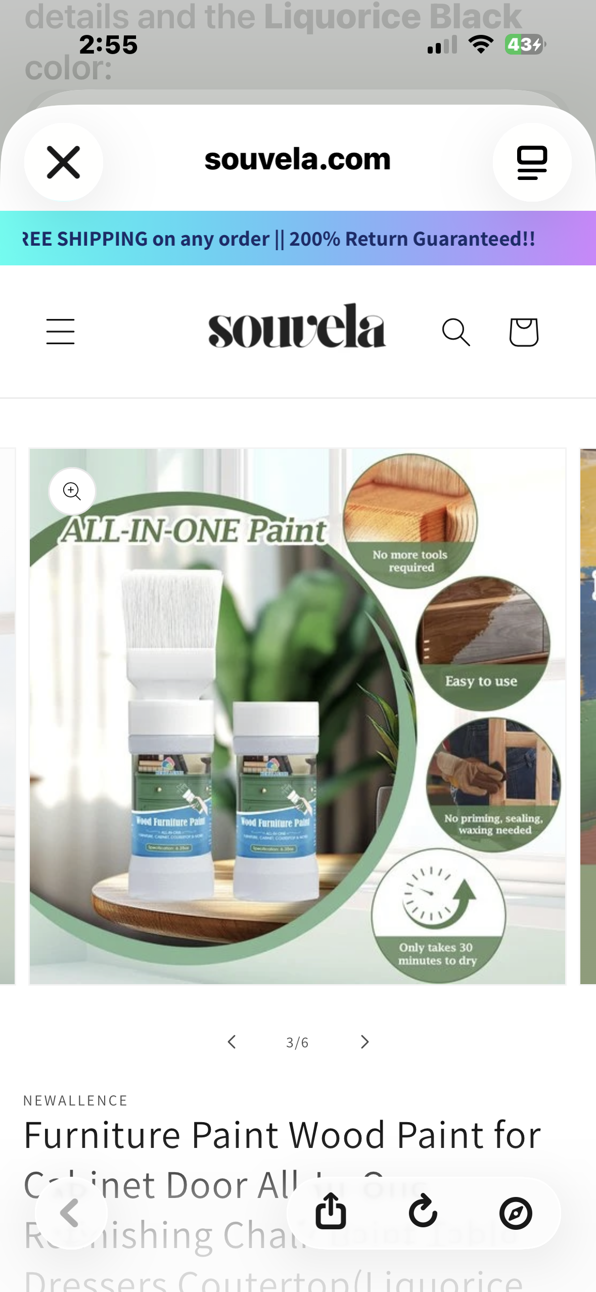 Liquorice Black Furniture Wood Paint for Cabinet Door Chair Dresser All-In-One Refinishing Water-Based Paint Table Dressers Coutertop(Liquorice Black)