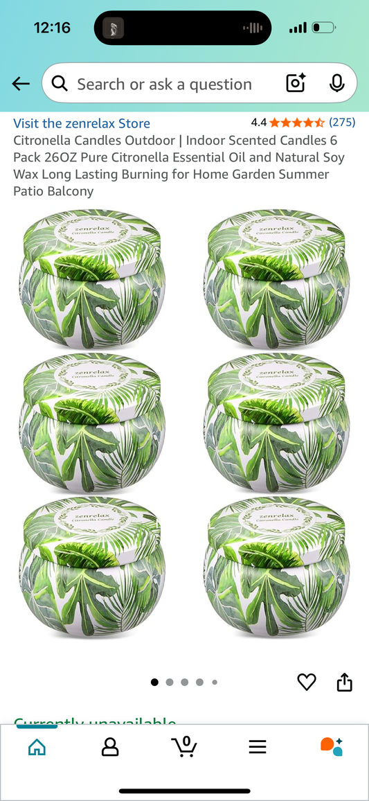 Citronella Candles Outdoor | Indoor Scented Candles 6 Pack 26OZ Pure Citronella Essential Oil and Natural Soy Wax Long Lasting Burning for Home Garden Summer Patio Balcony