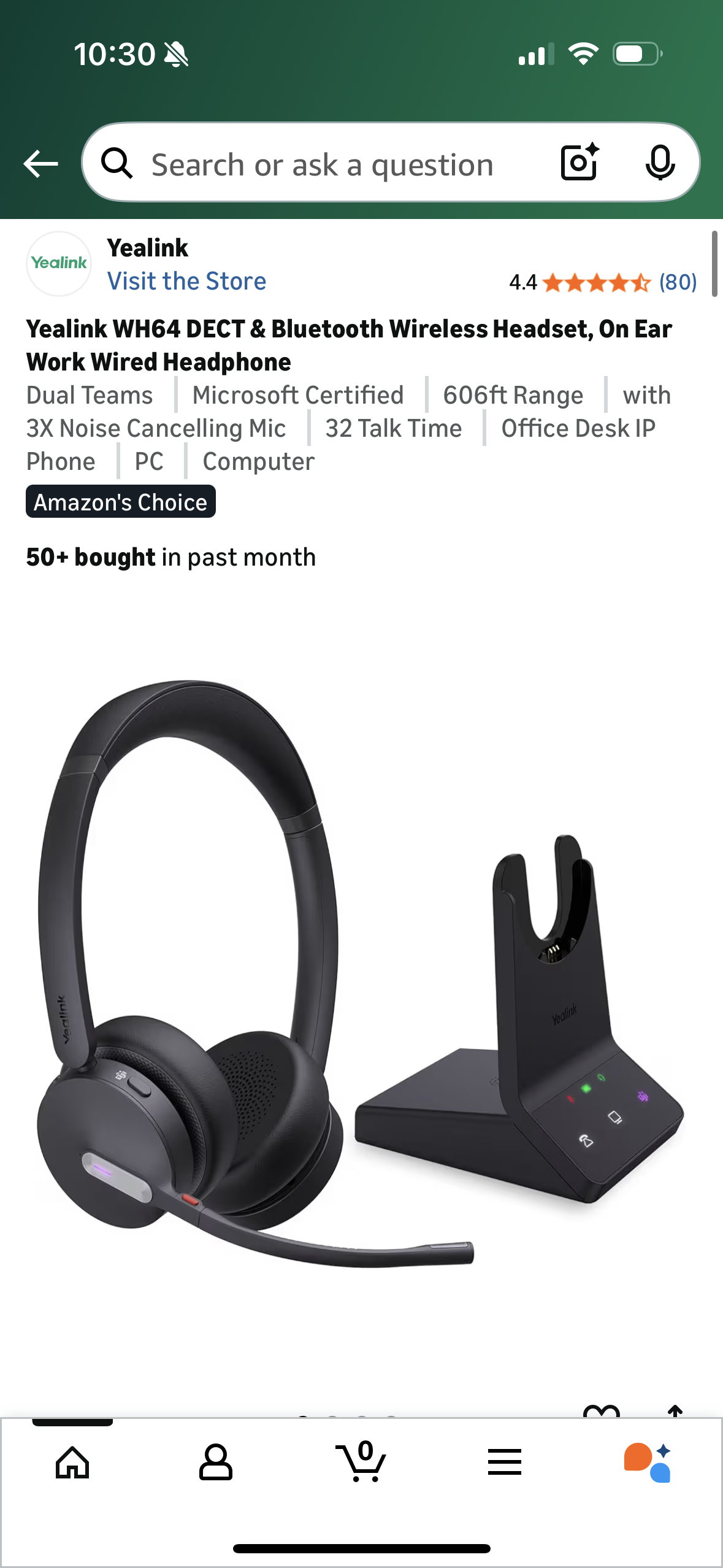 Yealink WH64 DECT & Bluetooth Wireless Headset, On Ear Work Wired Headphone