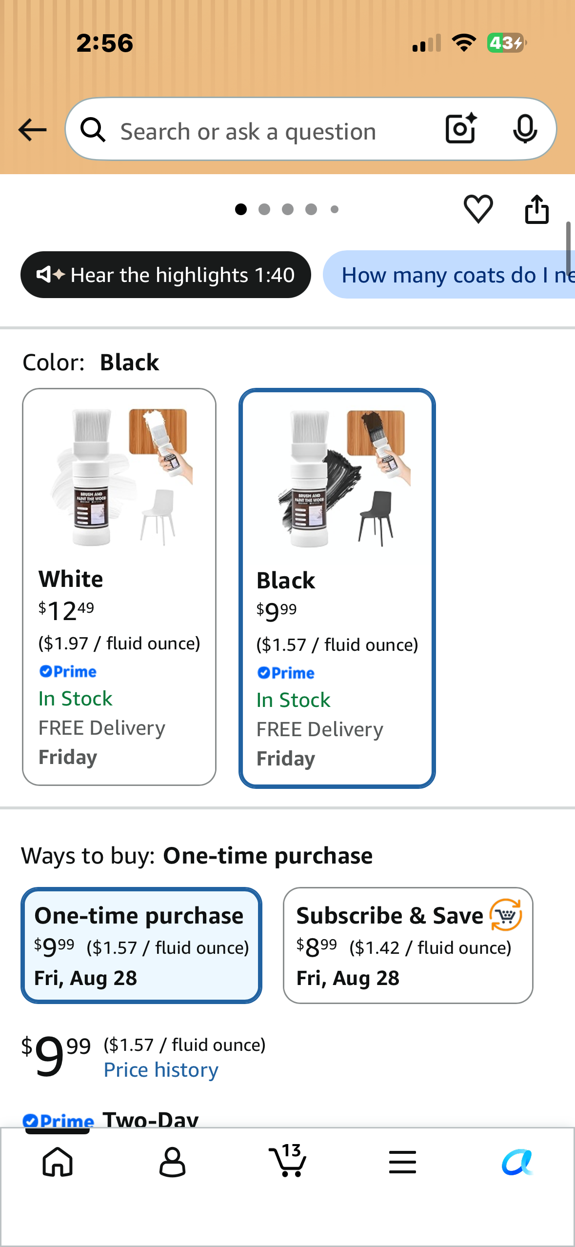 Liquorice Black Furniture Wood Paint for Cabinet Door Chair Dresser All-In-One Refinishing Water-Based Paint Table Dressers Coutertop(Liquorice Black)