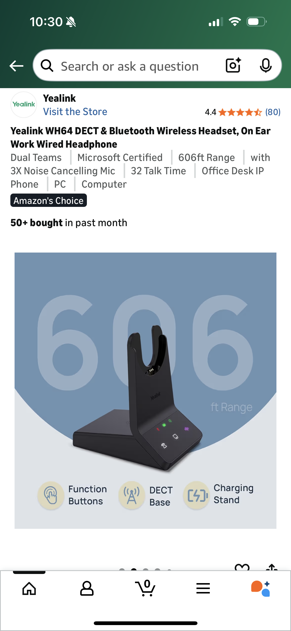 Yealink WH64 DECT & Bluetooth Wireless Headset, On Ear Work Wired Headphone