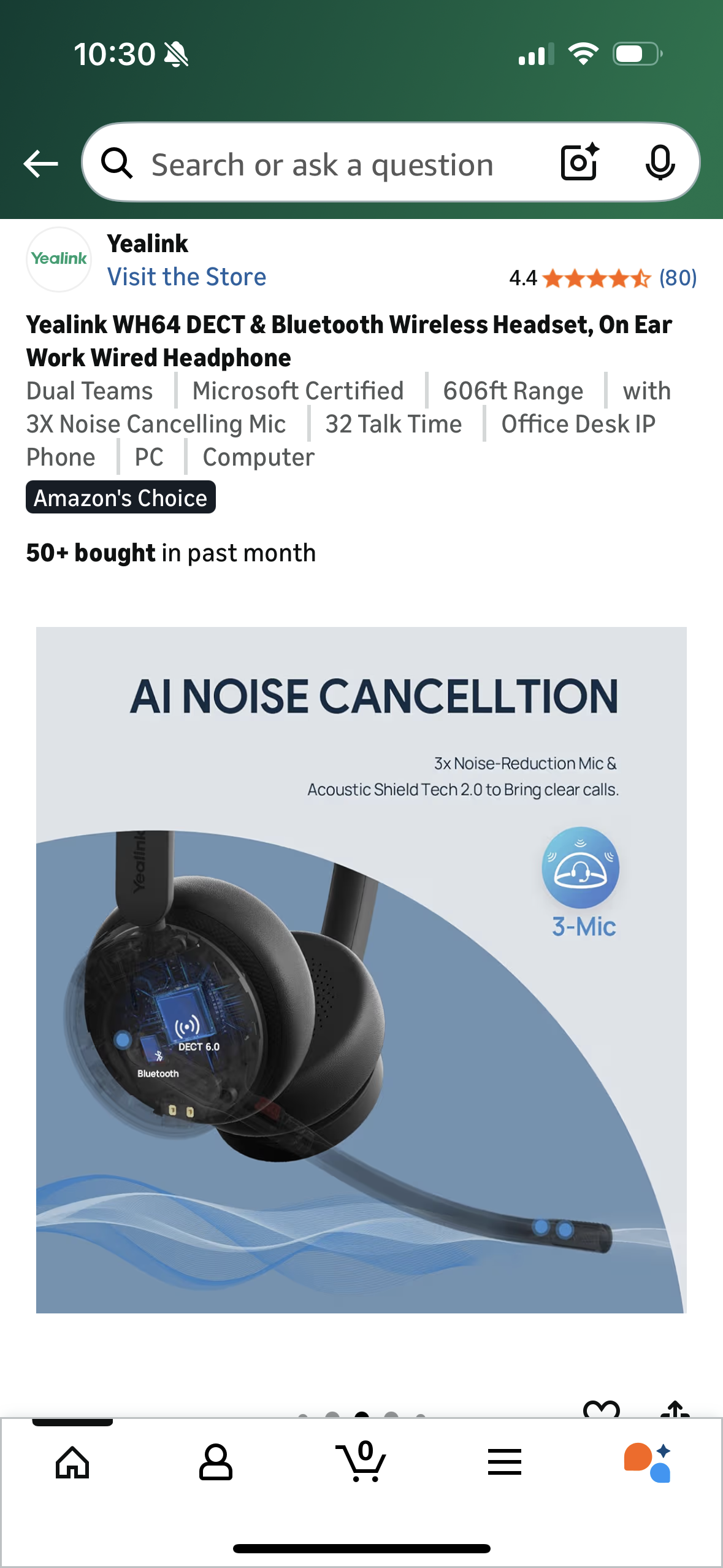 Yealink WH64 DECT & Bluetooth Wireless Headset, On Ear Work Wired Headphone