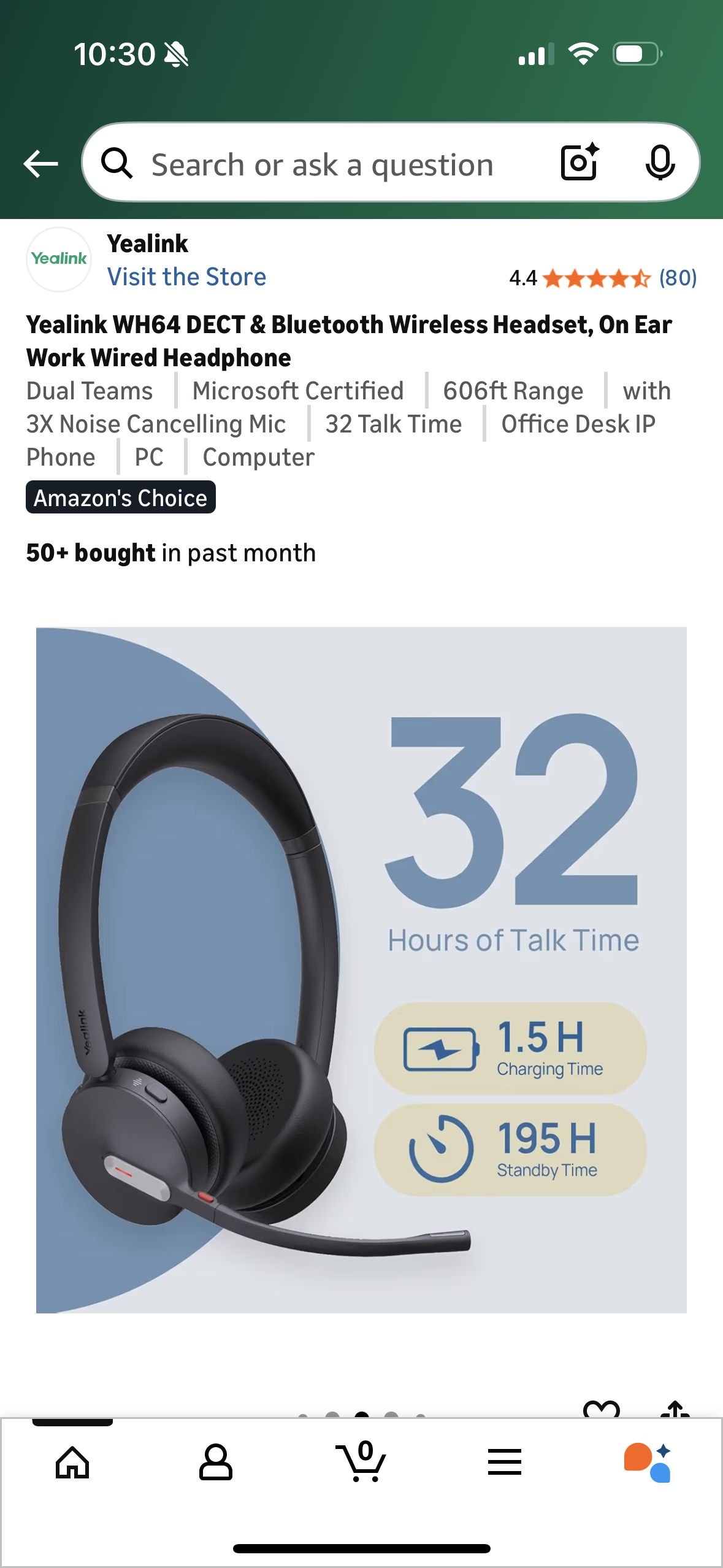 Yealink WH64 DECT & Bluetooth Wireless Headset, On Ear Work Wired Headphone