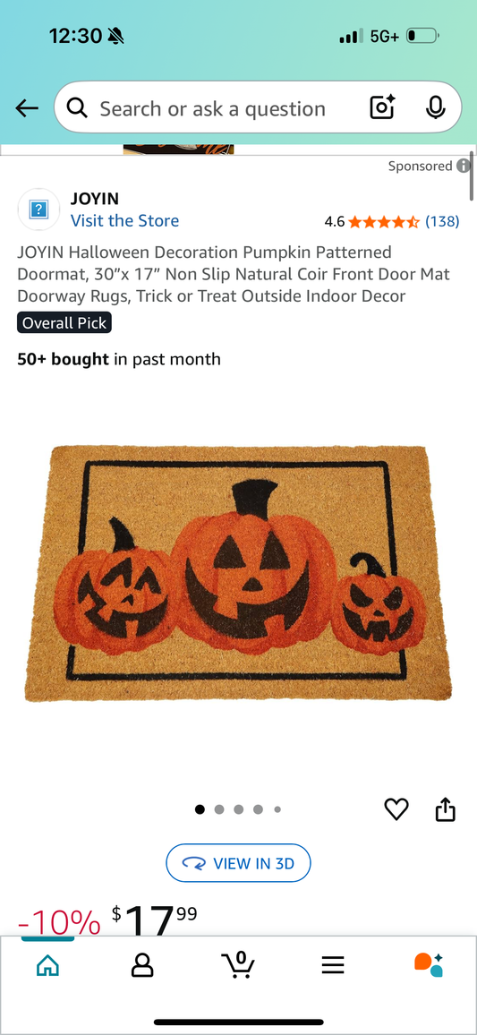 Halloween Welcome Door Mat (29 * 17 * 0.4inch)