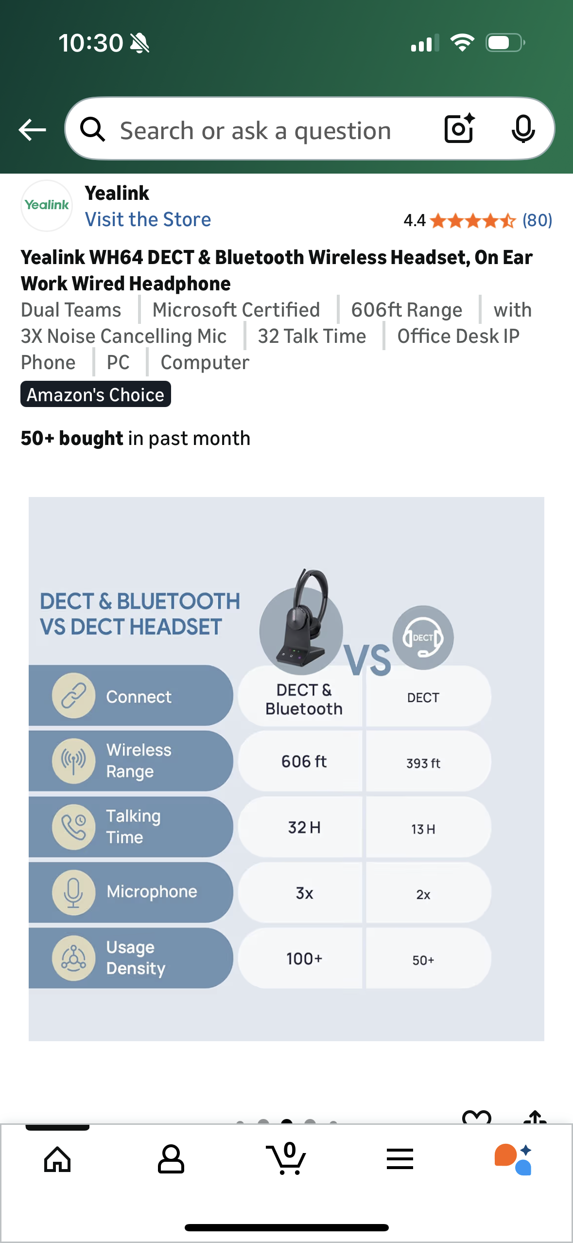 Yealink WH64 DECT & Bluetooth Wireless Headset, On Ear Work Wired Headphone