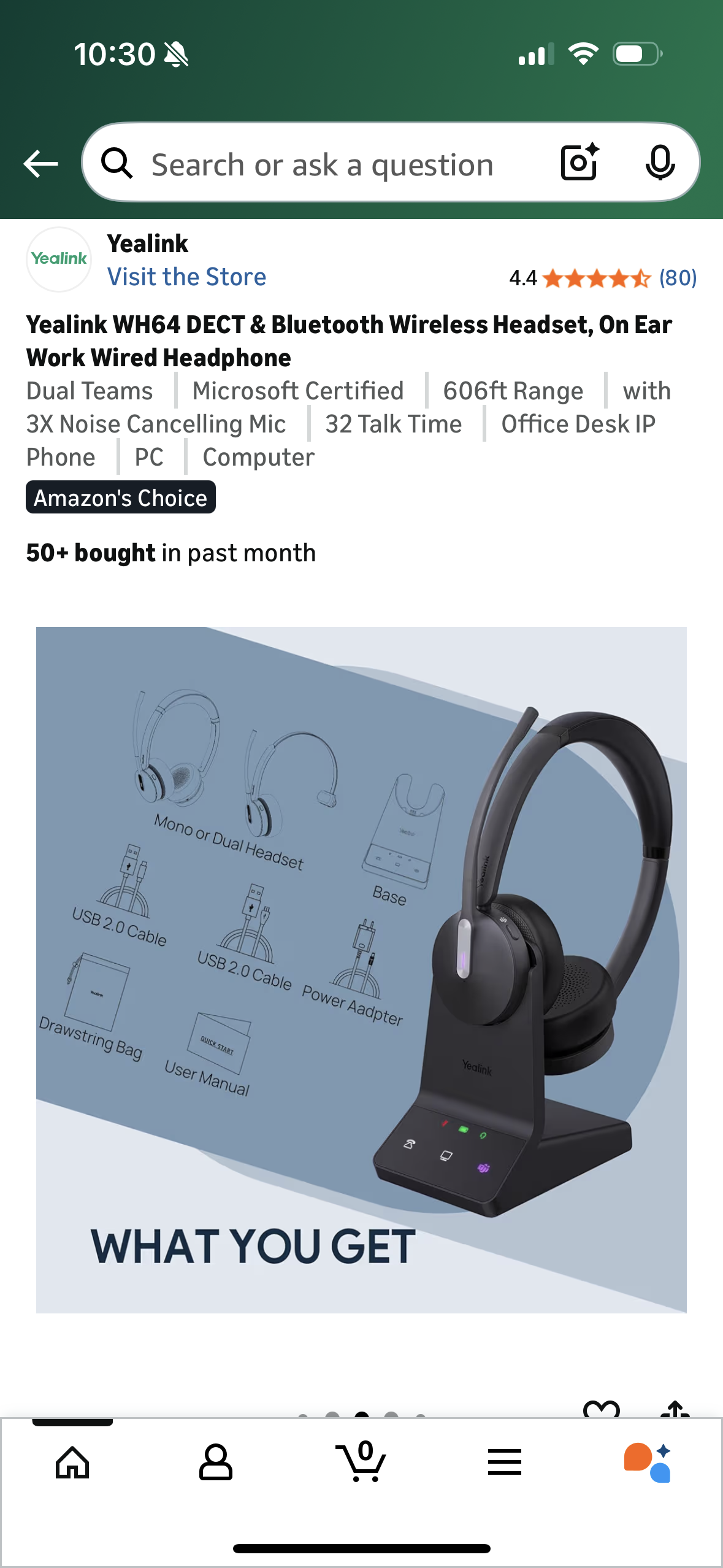 Yealink WH64 DECT & Bluetooth Wireless Headset, On Ear Work Wired Headphone