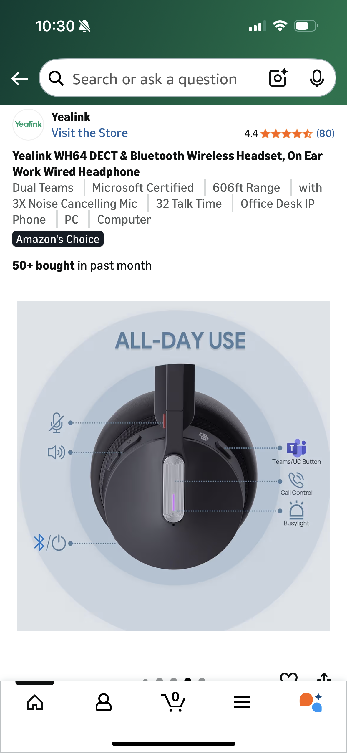 Yealink WH64 DECT & Bluetooth Wireless Headset, On Ear Work Wired Headphone
