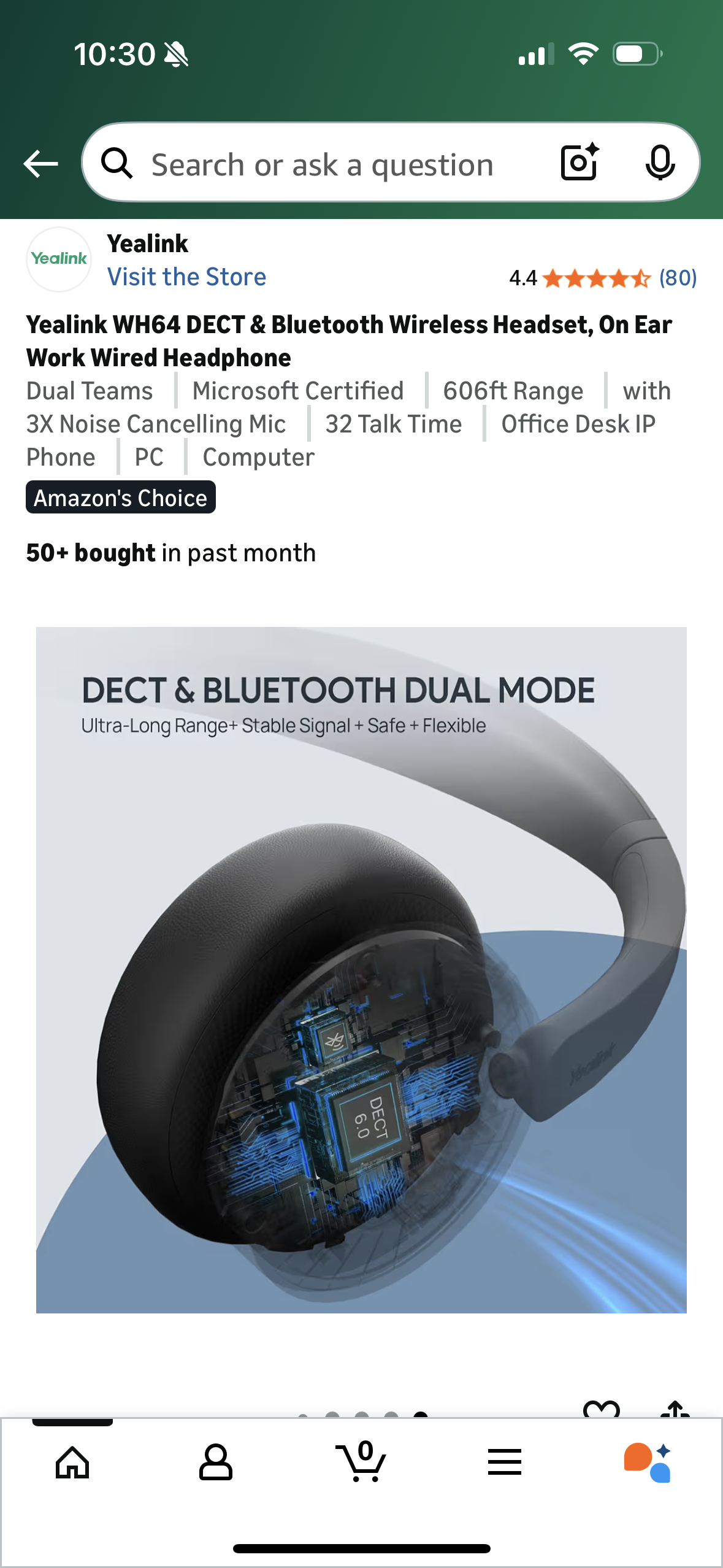 Yealink WH64 DECT & Bluetooth Wireless Headset, On Ear Work Wired Headphone