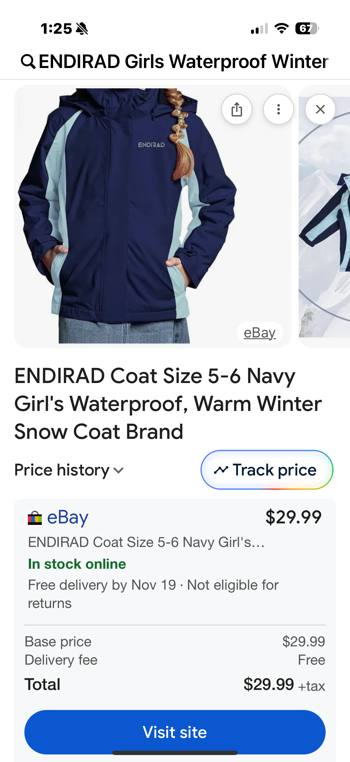 ENDIRAD Girls Waterproof Winter Snow Coat, Kids Ski Snow Jacket for Girls, Warm Fleece Lined Winter Jacket with Hood (Size 5-6)