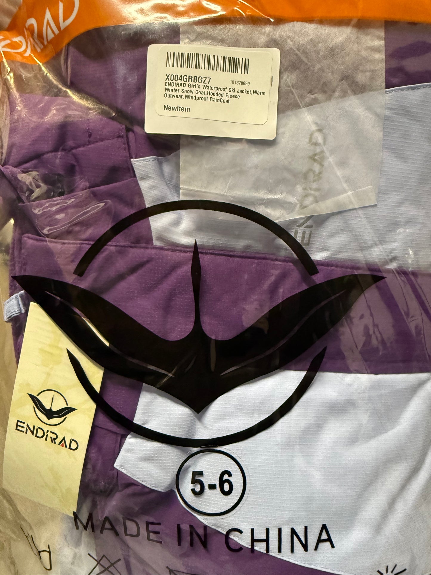 ENDIRAD Girls Waterproof Winter Snow Coat, Kids Ski Snow Jacket for Girls, Warm Fleece Lined Winter Jacket with Hood (Size 5-6)