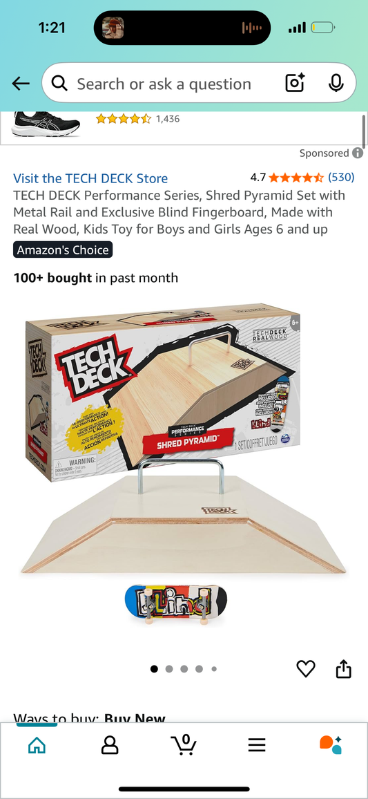 TECH DECK Performance Series, Shred Pyramid Set with Metal Rail and Exclusive Blind Fingerboard, Made with Real Wood, Kids Toy for Boys and Girls Ages 6 and up