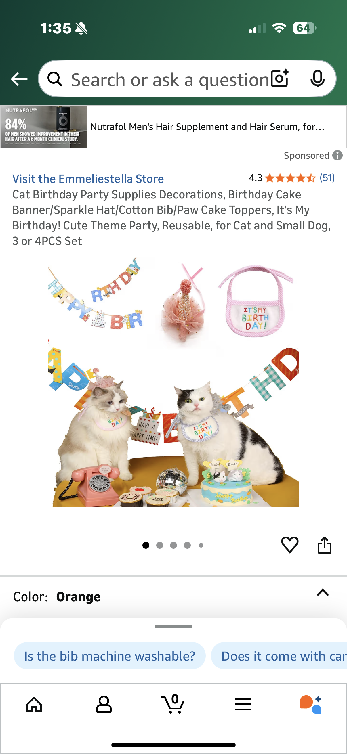 Cat Birthday Party Supplies Decorations, Birthday Cake Banner/Sparkle Hat/Cotton Bib/Paw Cake Toppers, It's My Birthday! Cute Theme Party, Reusable, for Cat and Small Dog, 3 or 4PCS Set