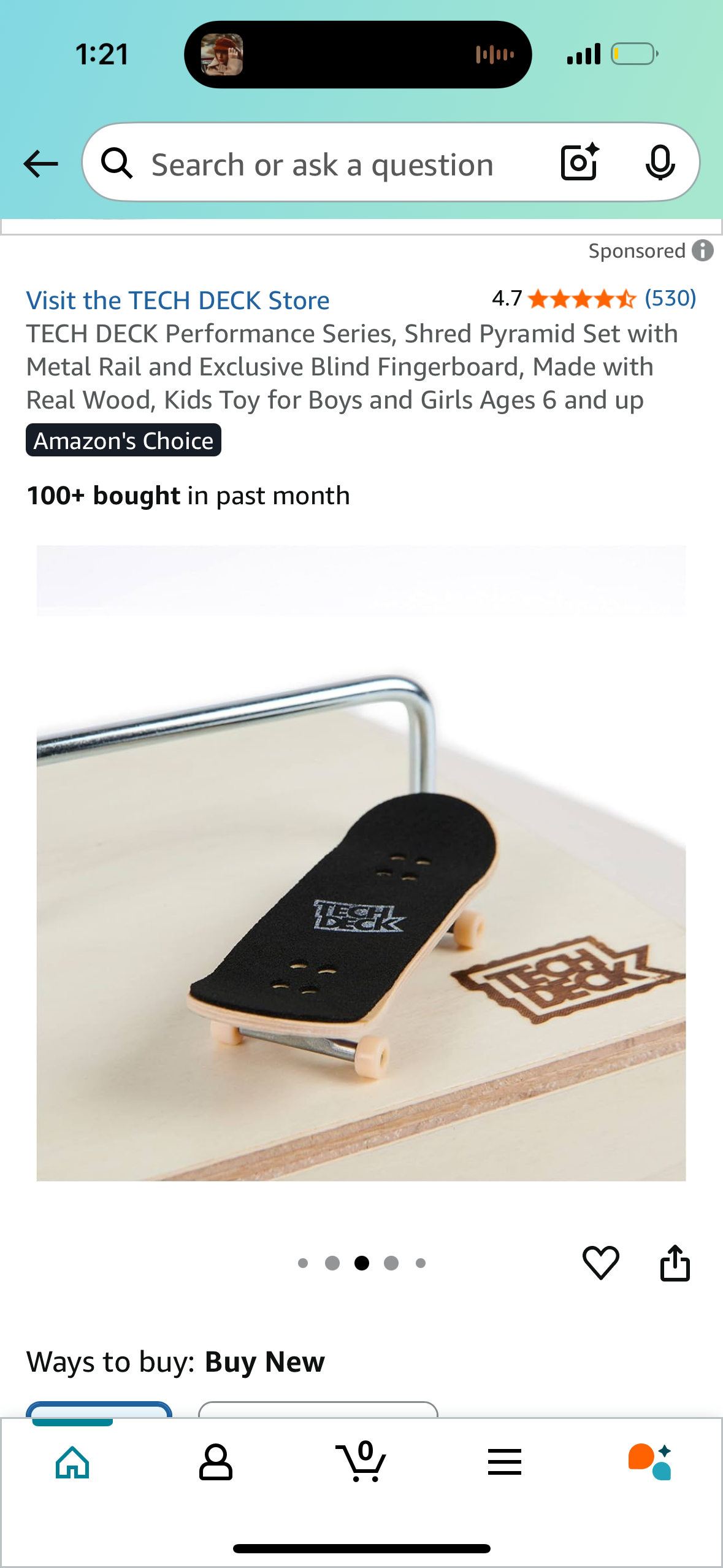 TECH DECK Performance Series, Shred Pyramid Set with Metal Rail and Exclusive Blind Fingerboard, Made with Real Wood, Kids Toy for Boys and Girls Ages 6 and up