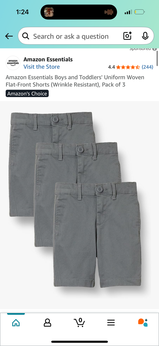 Amazon Essentials Wrinkle Resistant Toddlers' Shorts, Pack of 3 (Size 3T)