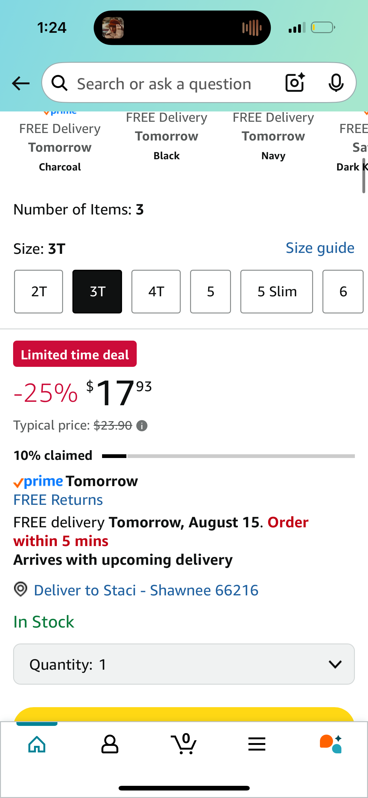 Amazon Essentials Wrinkle Resistant Toddlers' Shorts, Pack of 3 (Size 3T)