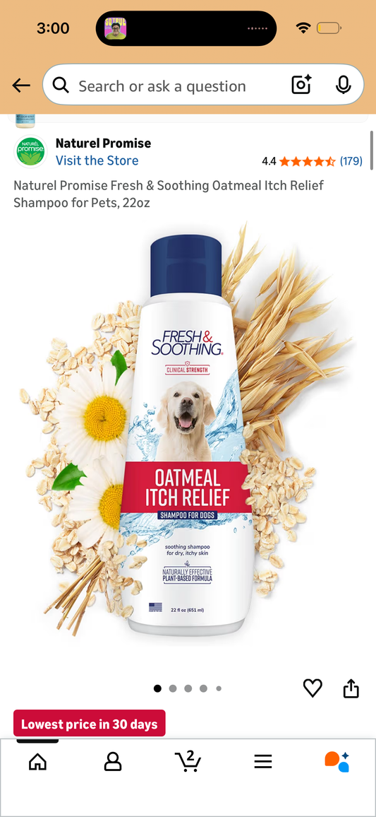 Naturel Promise Fresh & Soothing Oatmeal Itch Relief Shampoo for Pets, 22oz