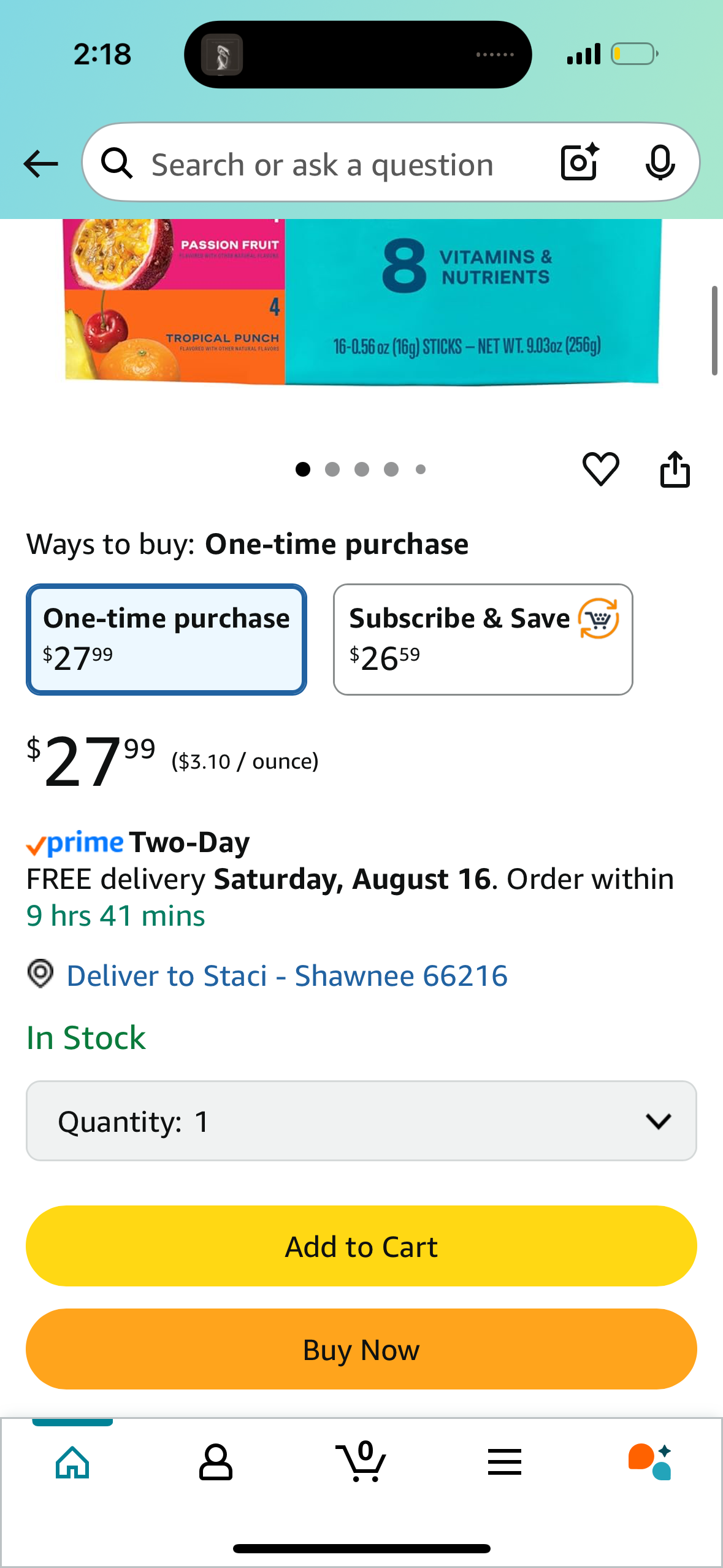 Liquid I.V.® Hydration Multiplier - Variety Pack - Lemon Lime, Passion Fruit, Strawberry, Tropical Punch | Electrolyte Powder Drink Mix | 1 Pack (16 Servings)