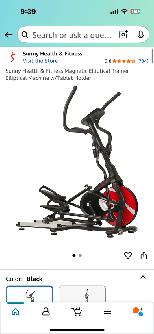 Sunny Health & Fitness Magnetic Elliptical Trainer, Model SF-E3865 (W486)