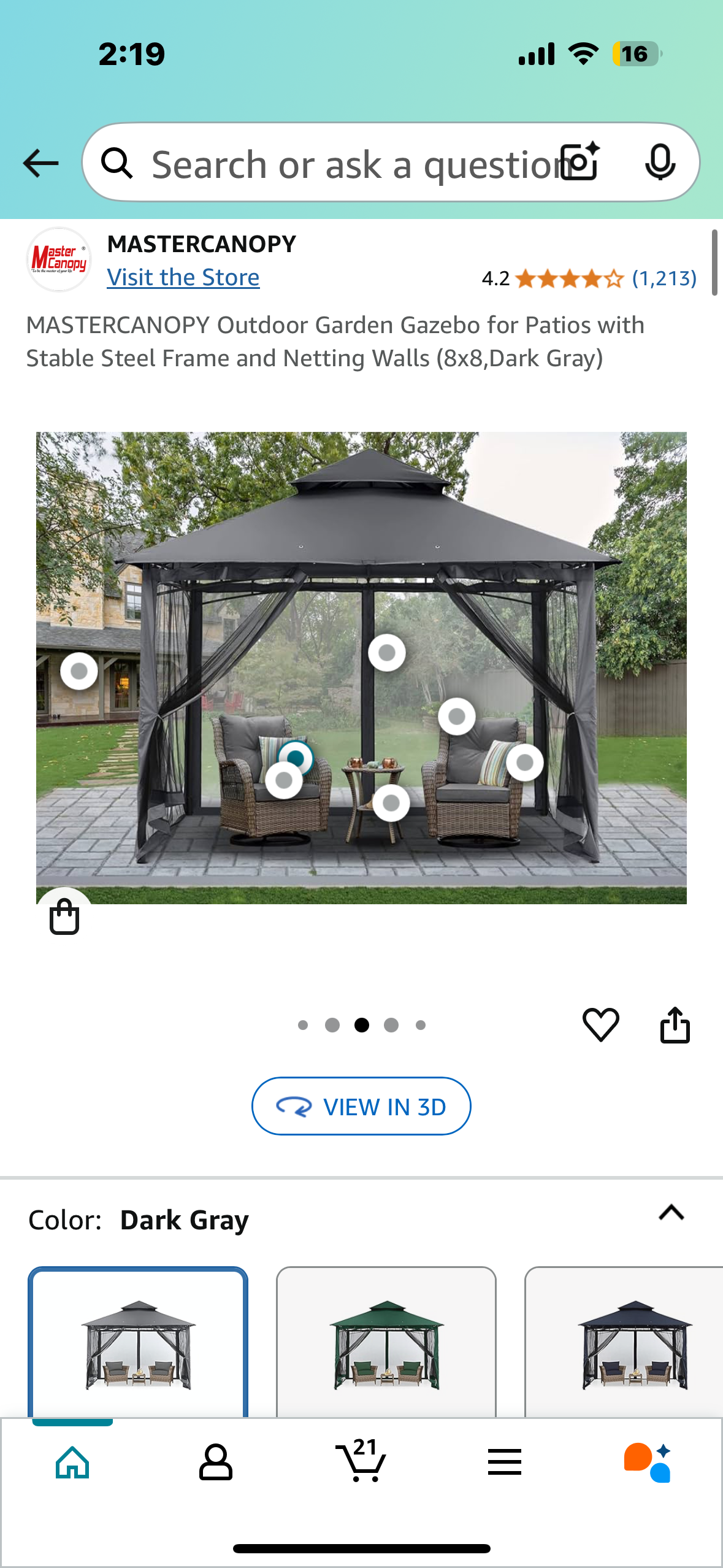 New - MASTERCANOPY Outdoor Garden Gazebo with Stable Steel Frame and Netting Walls (8x8,Dark Gray) (G752)
