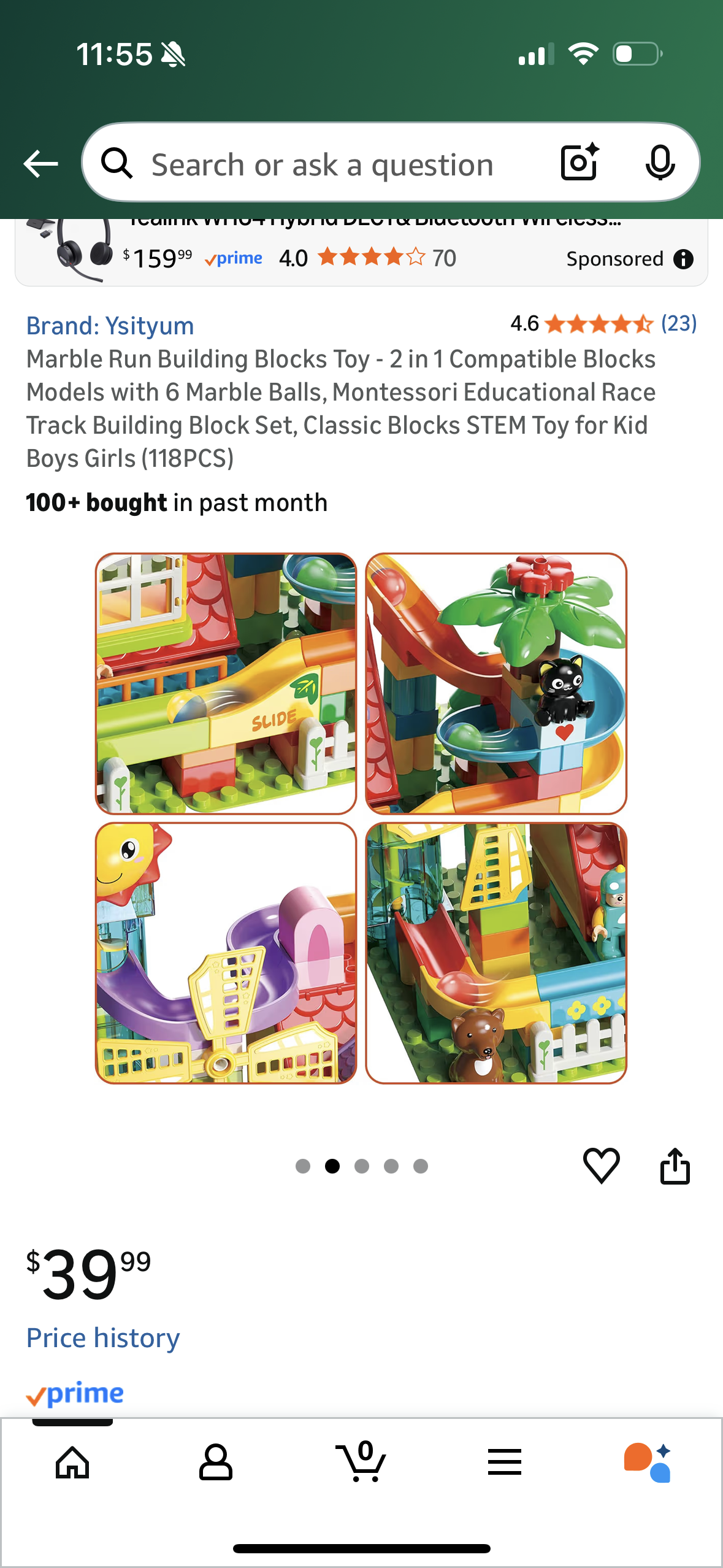 Marble Run Building Blocks Toy - 2 in 1 Compatible Blocks Models with 6 Marble Balls, Montessori Educational Race Track Building Block Set, Classic Blocks STEM Toy for Kid Boys Girls (118PCS)