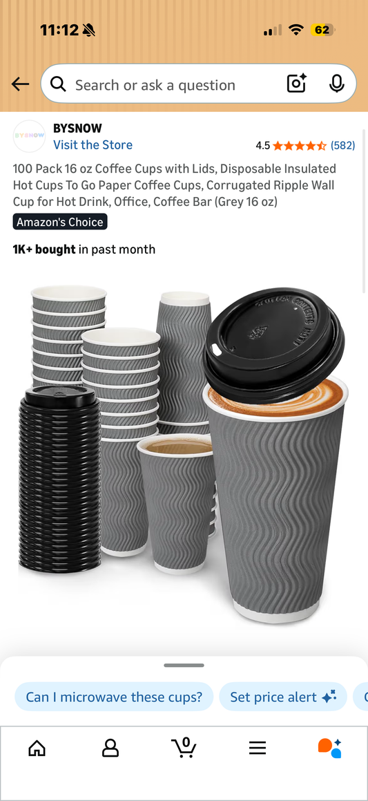 100 Pack 16 oz Coffee Cups with Lids, Disposable Insulated Hot Cups To Go Paper Coffee Cups, Corrugated Ripple Wall Cup for Hot Drink, Office, Coffee Bar (Grey 16 oz