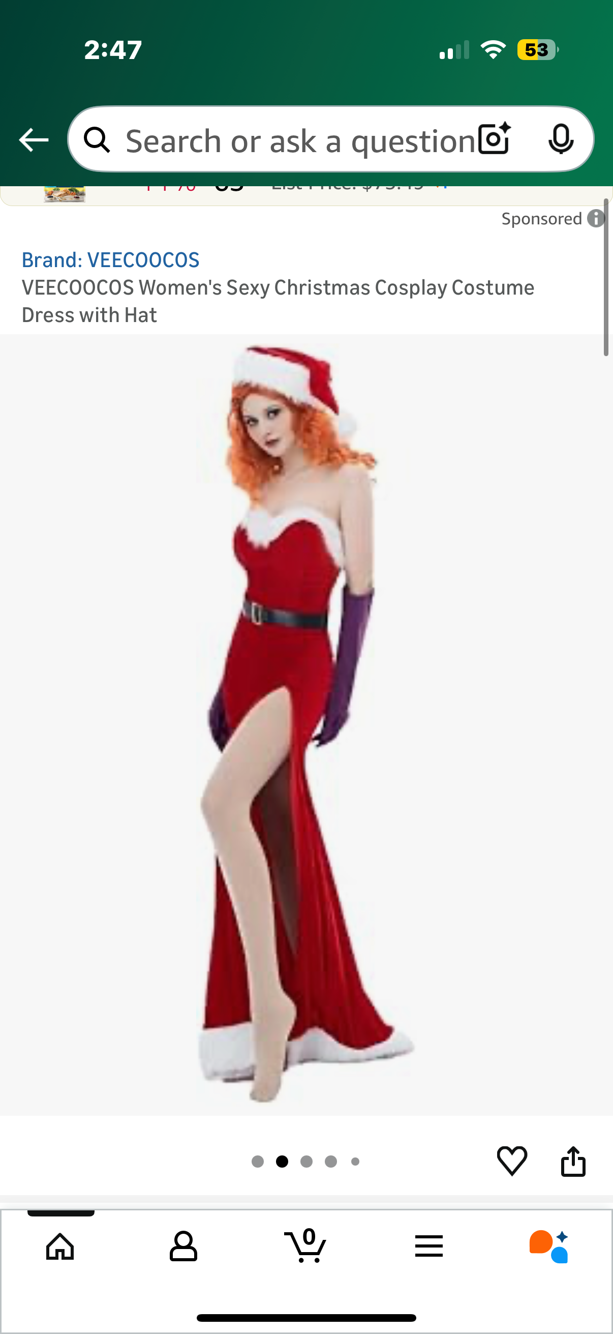 Women's Sexy Christmas Cosplay Costume Dress with Hat (Size Small)