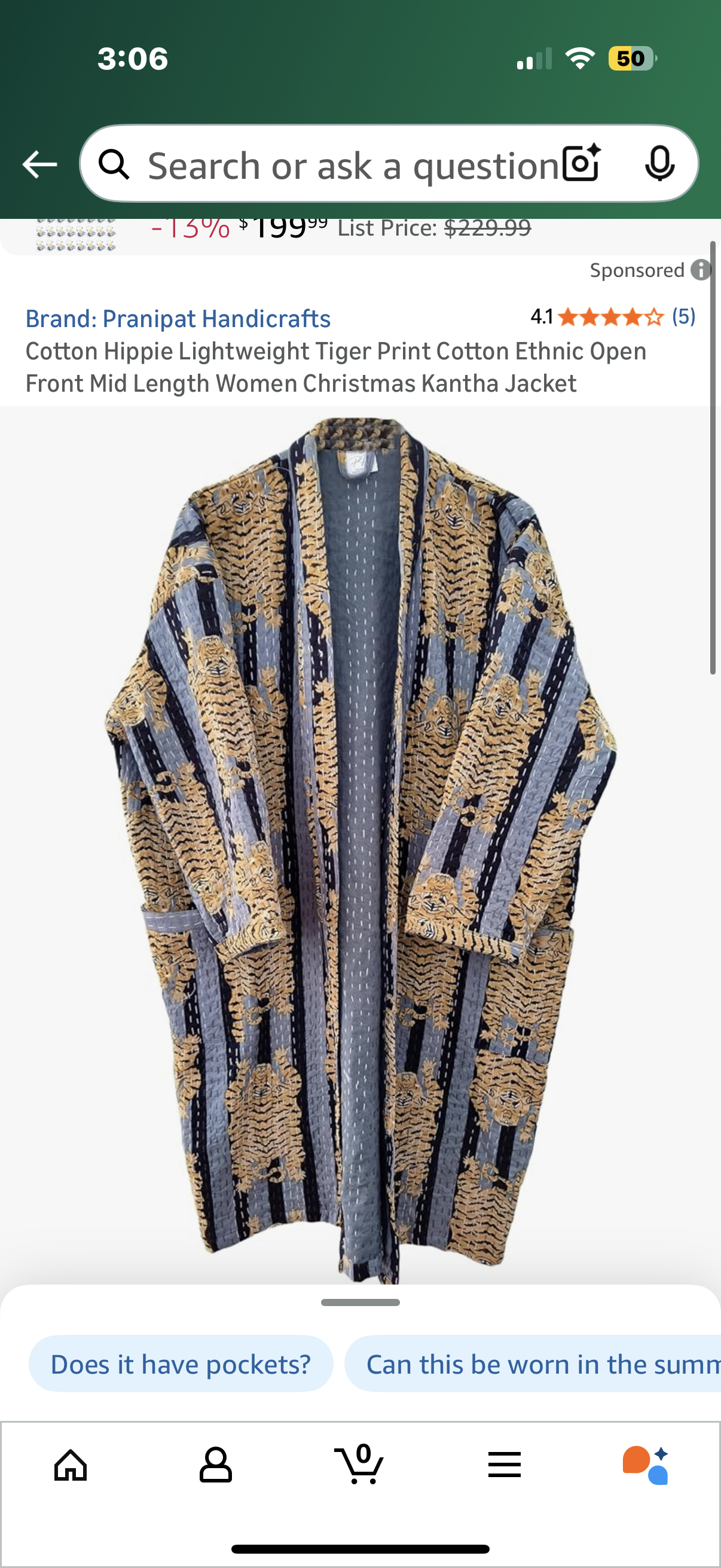 Pranipat Handicrafts Open Front Ethnic Leopard Animal Print Lightweight Mid Length Women Cotton Boho Kantha Jacket, Free Size