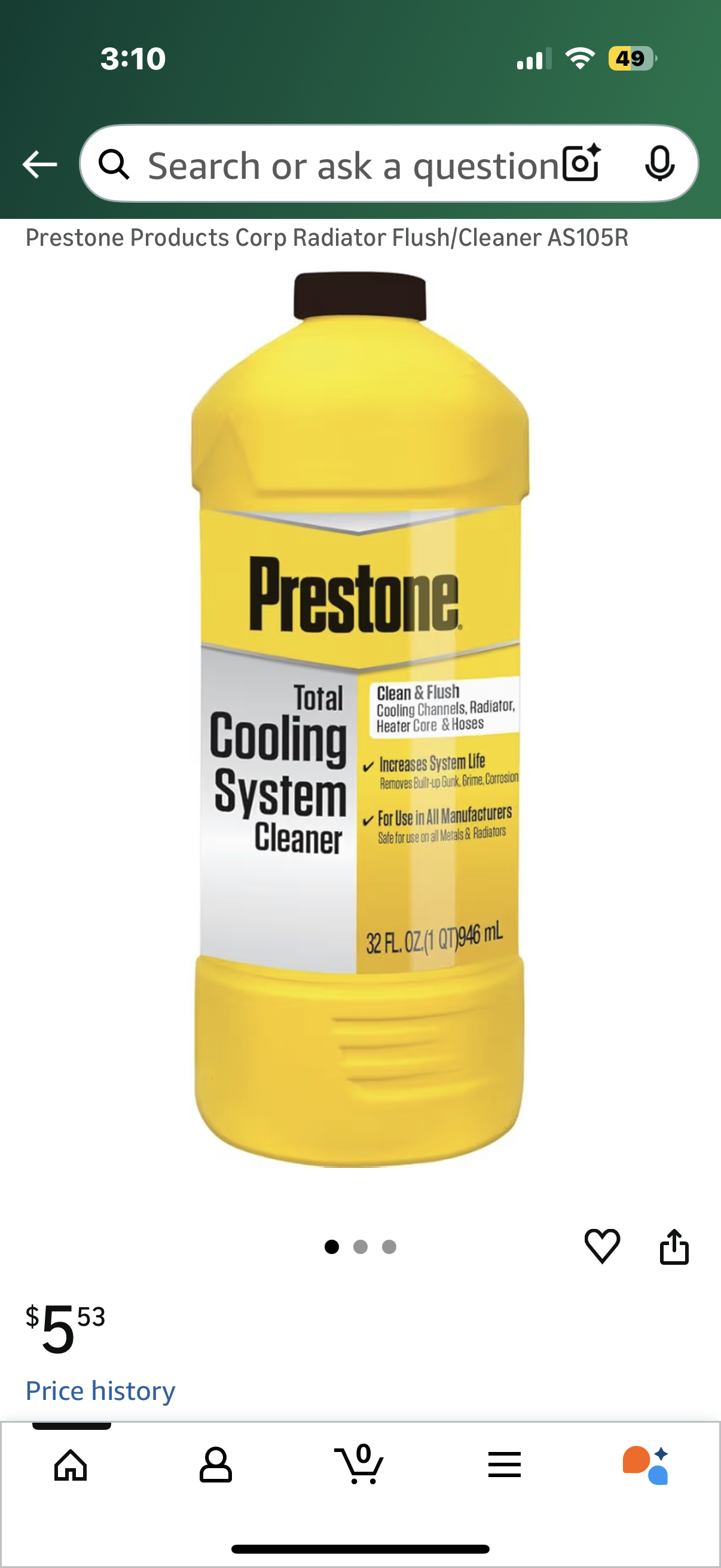 6 pack Prestone Products Corp Radiator Flush/Cleaner AS105R