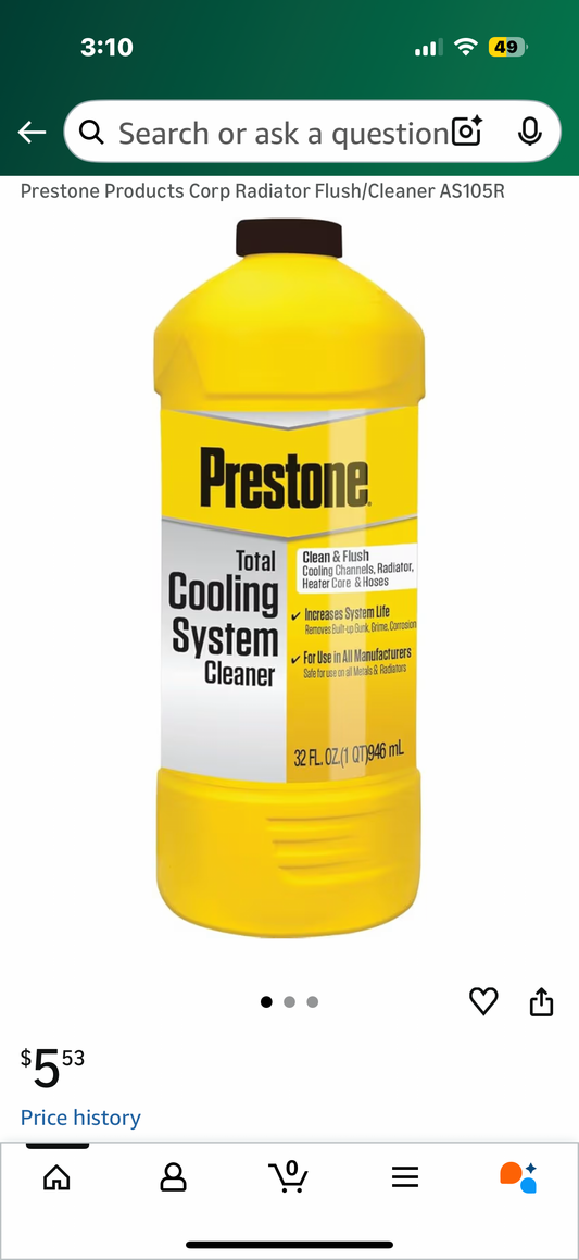 6 pack Prestone Products Corp Radiator Flush/Cleaner AS105R