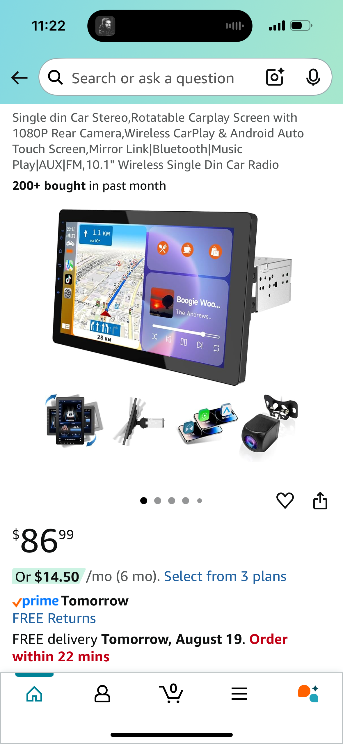 Single din Car Stereo,Rotatable Carplay Screen with 1080P Rear Camera,Wireless CarPlay & Android Auto Touch Screen,Mirror Link|Bluetooth|Music Play|AUX|FM,10.1" Wireless Single Din Car Radio