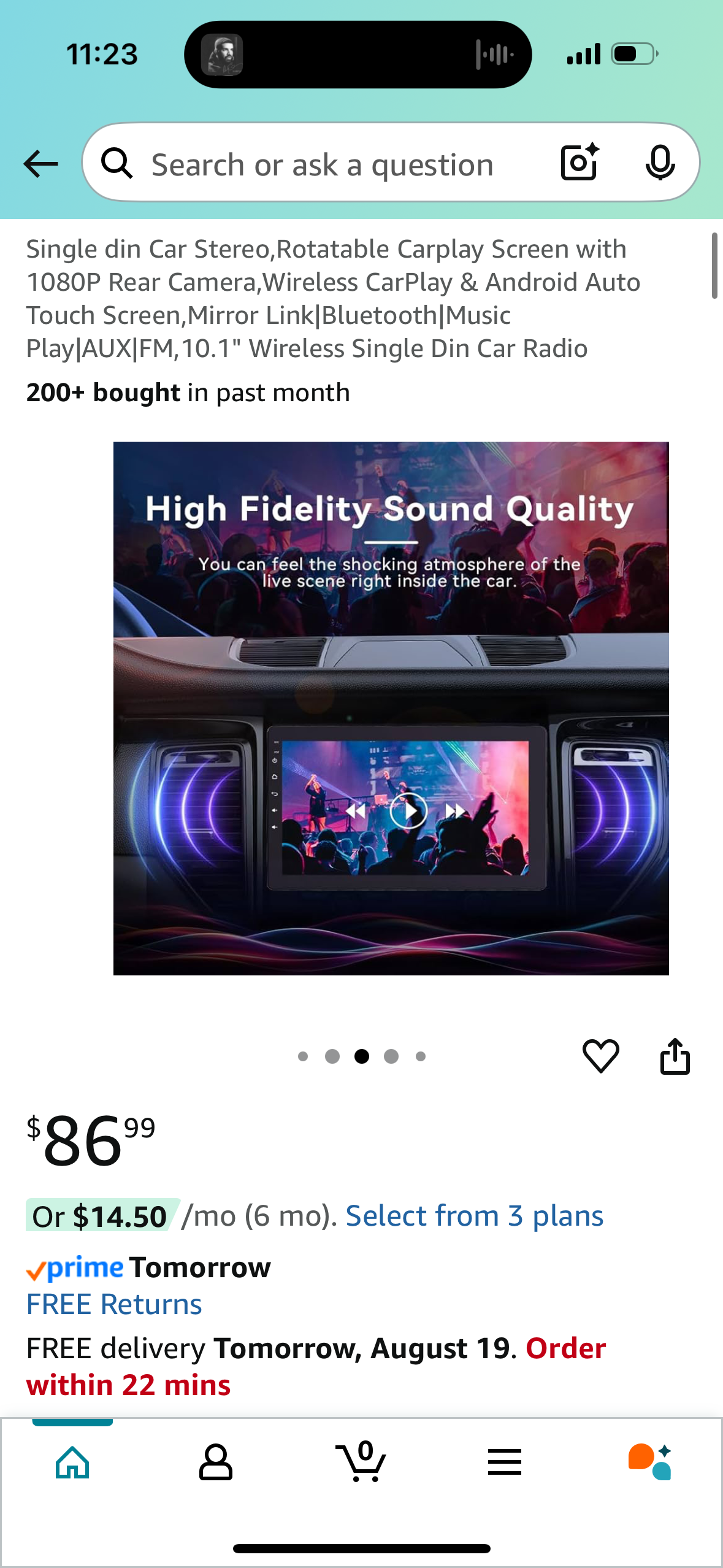 Single din Car Stereo,Rotatable Carplay Screen with 1080P Rear Camera,Wireless CarPlay & Android Auto Touch Screen,Mirror Link|Bluetooth|Music Play|AUX|FM,10.1" Wireless Single Din Car Radio