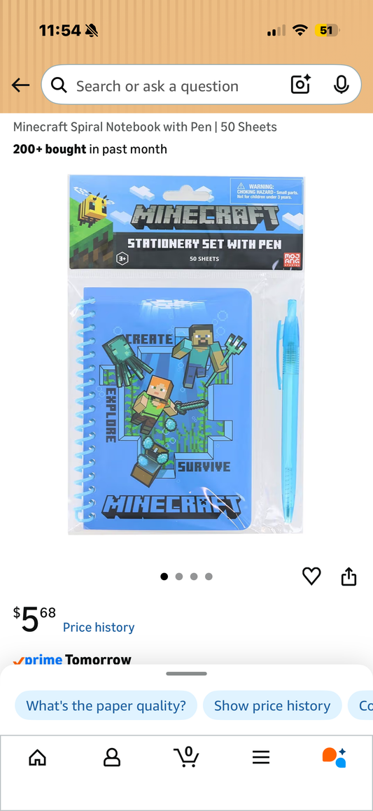 Minecraft Spiral Notebook with Pen | 50 Sheets