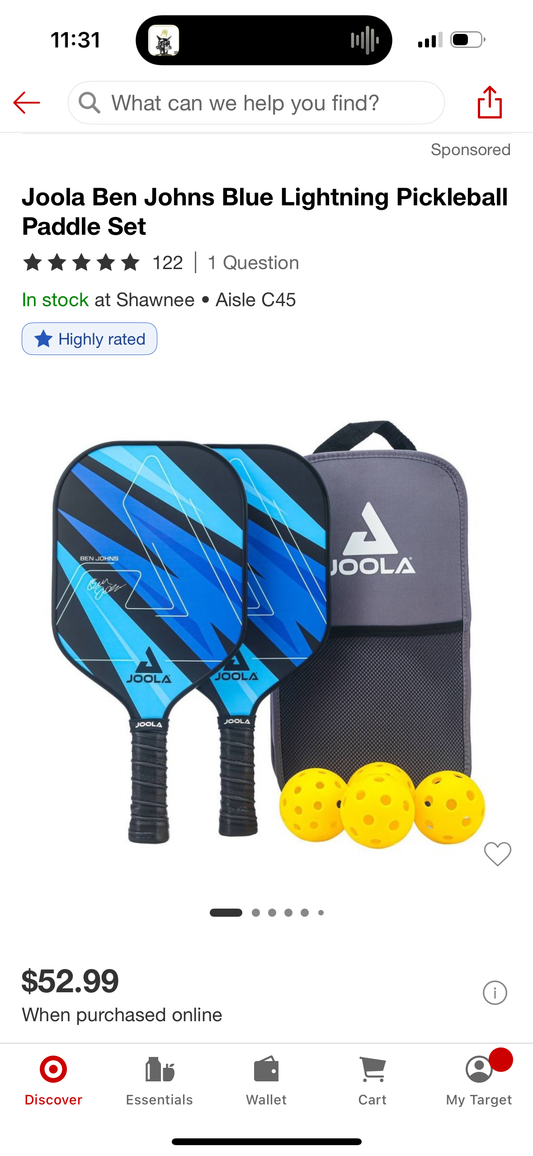 Joola Ben Johns Blue Lightning Pickleball Paddle Set