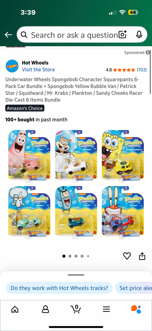Underwater Wheels Spongebob Character Squarepants 6-Pack Car Bundle + Spongebob Yellow Bubble Van / Patrick Star / Squidward / Mr. Krabs / Plankton / Sandy Cheeks Racer Die-Cast 6 Items Bundle