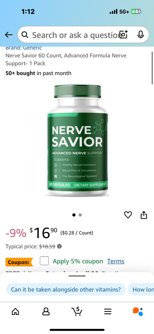 Nerve Savior 60 Count, Advanced Formula Nerve Support- 1 Pack
