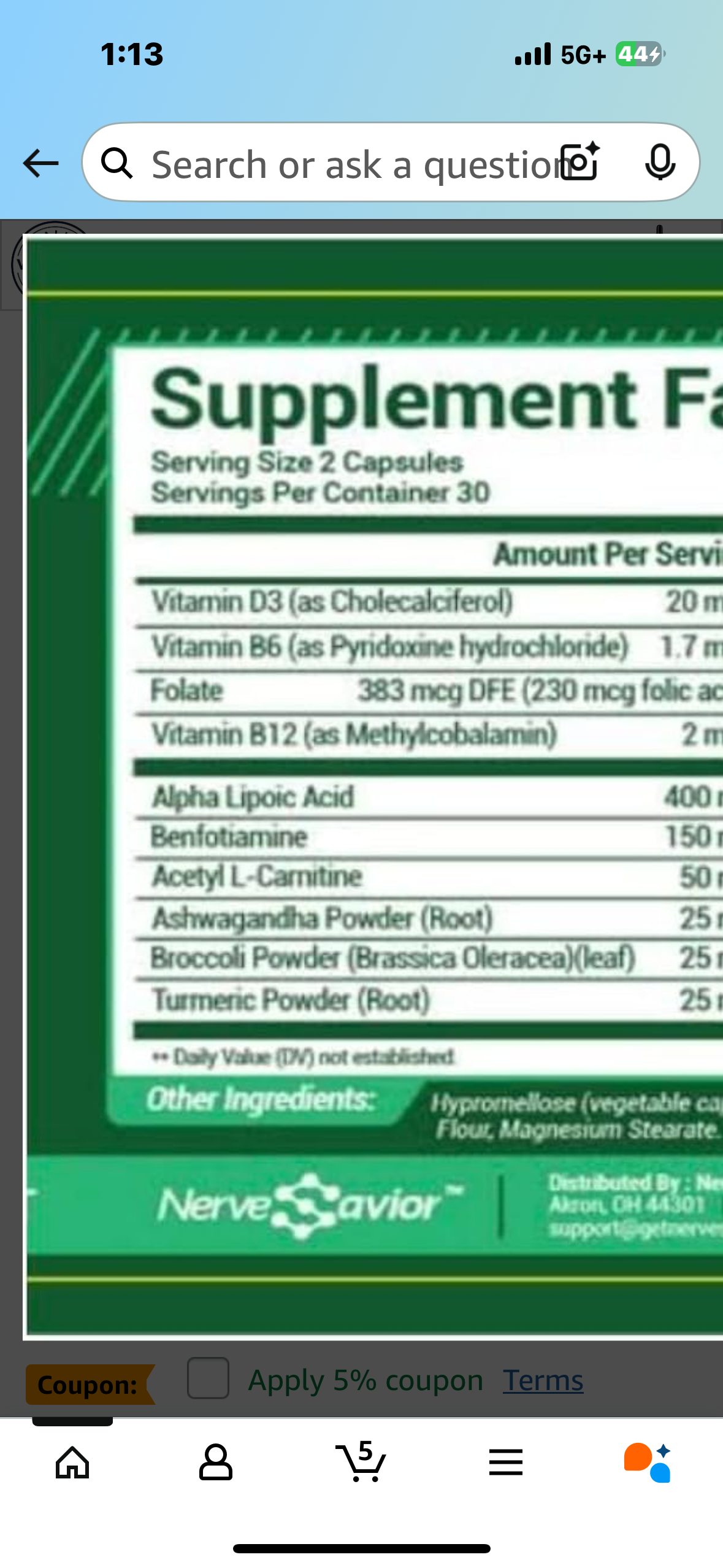 Nerve Savior 60 Count, Advanced Formula Nerve Support- 1 Pack